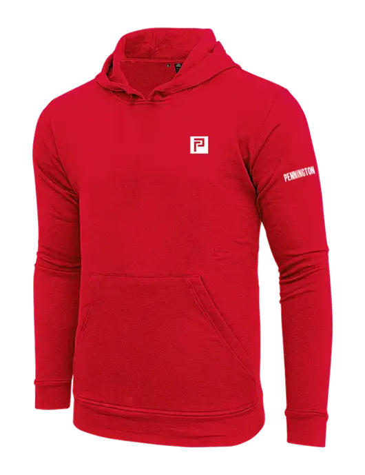 Adidas Red Fleece Hooded Sweatshirt w/Pennington Icon Logo, Pennington Logo