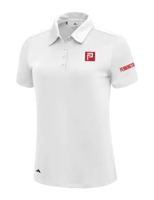 Adidas White Womens Ultimate Solid Polo w/Pennington Icon Logo, Pennington Logo