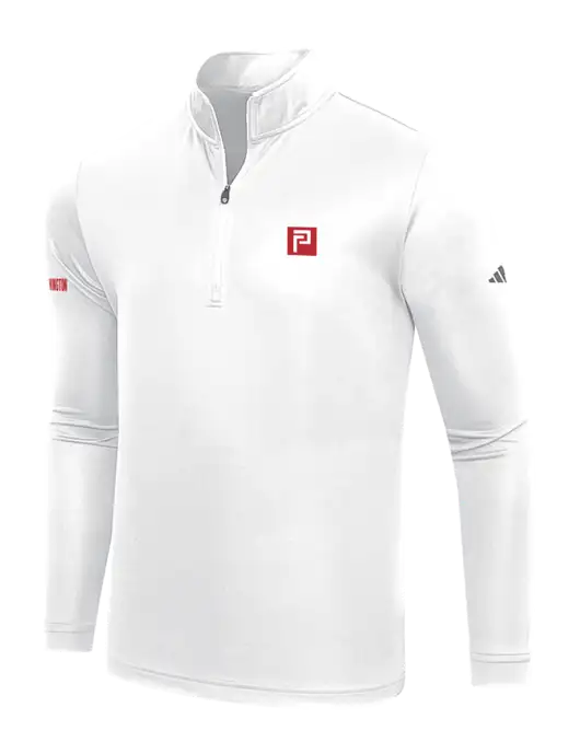 Adidas White  Lightweight Quarter Zip Pullover w/Pennington Icon Logo, Pennington Logo