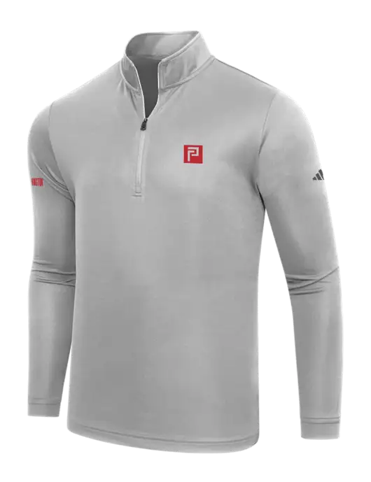 Adidas Medium Grey  Lightweight Quarter Zip Pullover w/Pennington Icon Logo, Pennington Logo