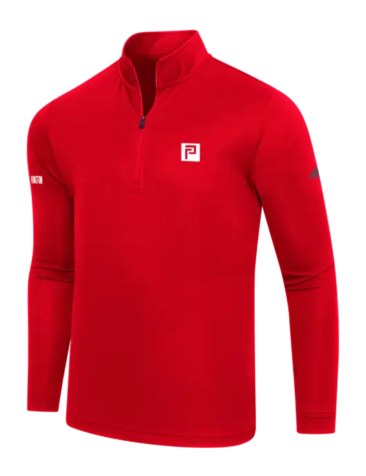 Adidas Red Lightweight Quarter Zip Pullover w/Pennington Icon Logo, Pennington Logo