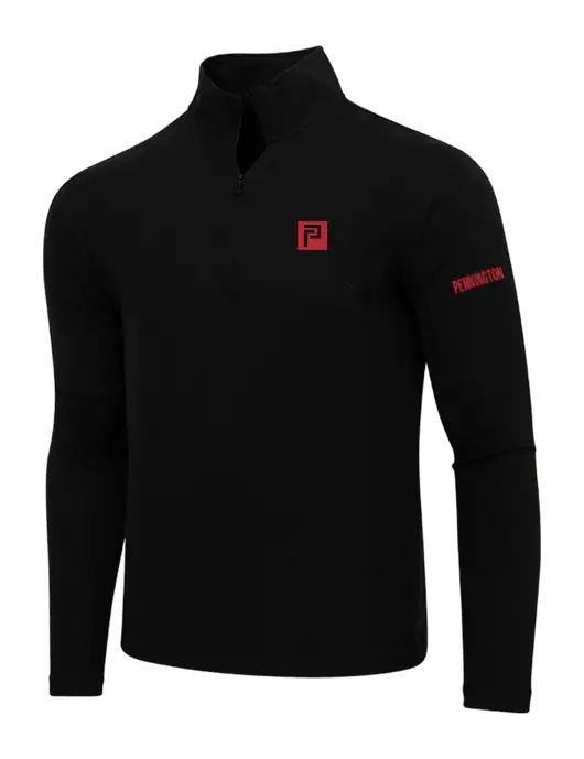 Adidas  Black Melange 3 Stripes Quarter Zip Sweater w/Pennington Icon Logo, Pennington Logo