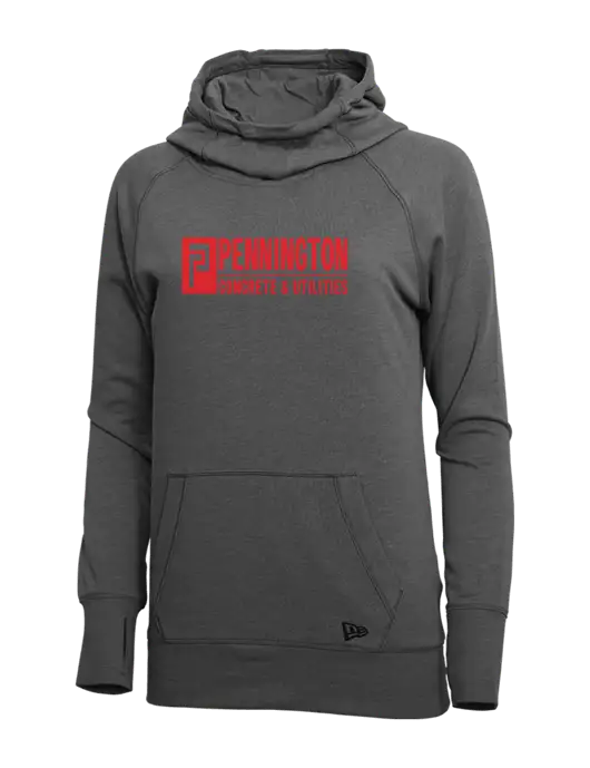 New Era Black Heather Womens Tri-Blend Fleece Pullover Hoodie w/Pennington Logo