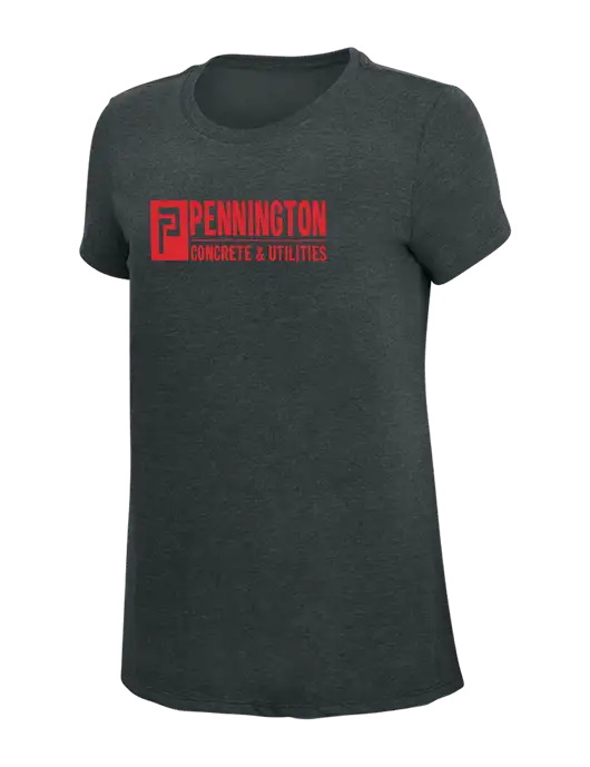 Womens Simply Soft Black Frost 4.5oz Poly/Combed Ring Spun Cotton T-Shirt w/Pennington Logo
