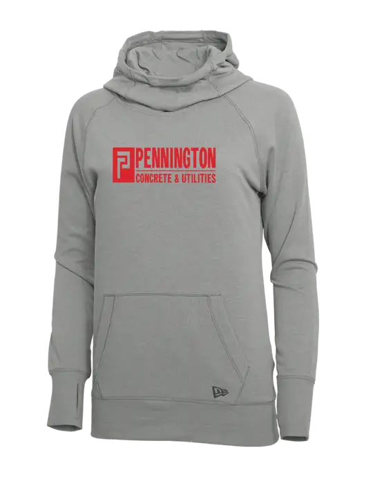 New Era Shadow Grey Heather Womens Tri-Blend Fleece Pullover Hoodie w/Pennington Logo