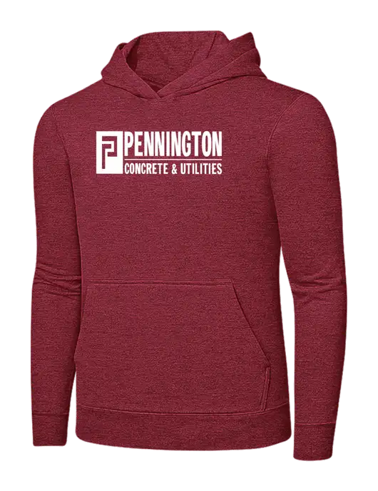 Heather Red 7.8 oz Ring Spun Hooded Sweatshirt w/Pennington Logo