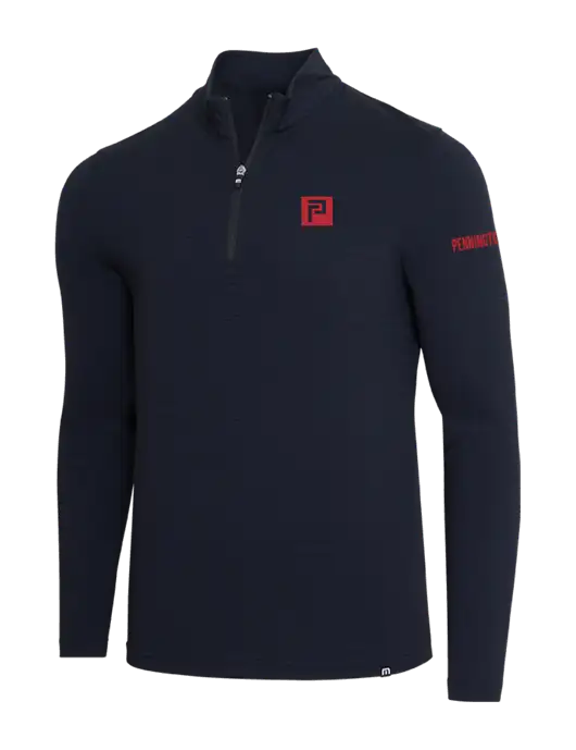 TravisMathew Black Crestview 1/4 Zip w/Pennington Icon Logo, Pennington Logo