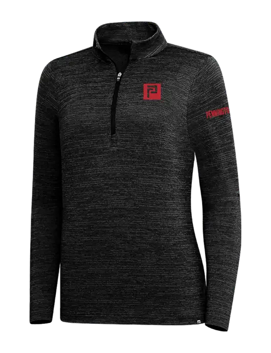 TravisMathew Black Womens Crestview 1/4 Zip w/Pennington Icon Logo, Pennington Logo