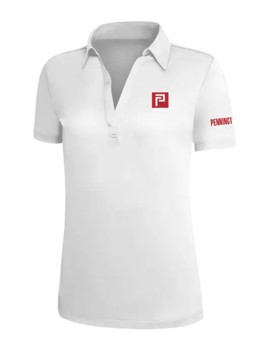 White Silk Touch Womens Performance Polo w/Pennington Icon Logo, Pennington Logo