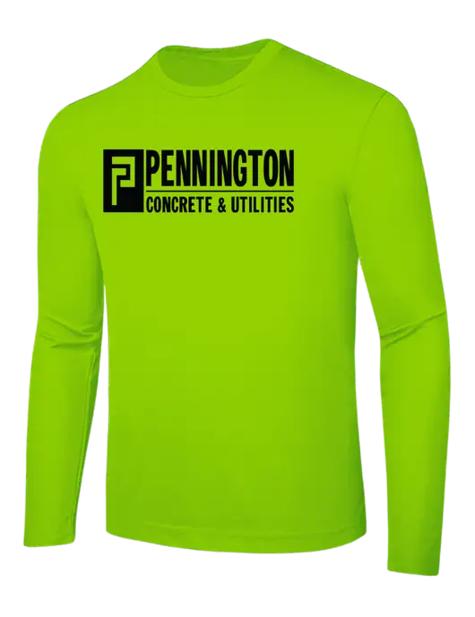 Long Sleeve Safety Green PosiCharge Competitor Tee w/Pennington Logo