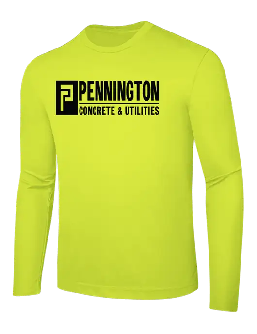 Long Sleeve Safety Yellow PosiCharge Competitor Tee w/Pennington Logo