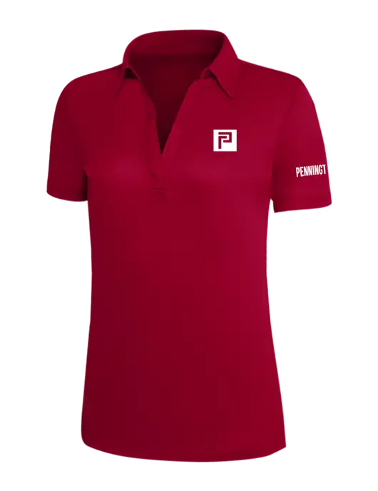 Red Silk Touch Womens Performance Polo w/Pennington Icon Logo, Pennington Logo