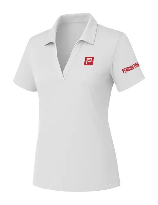 Womens White PosiCharge RacerMesh Polo w/Pennington Icon Logo, Pennington Logo