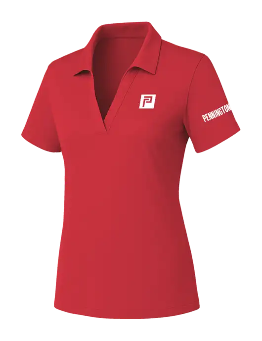 Womens Red PosiCharge RacerMesh Polo w/Pennington Icon Logo, Pennington Logo