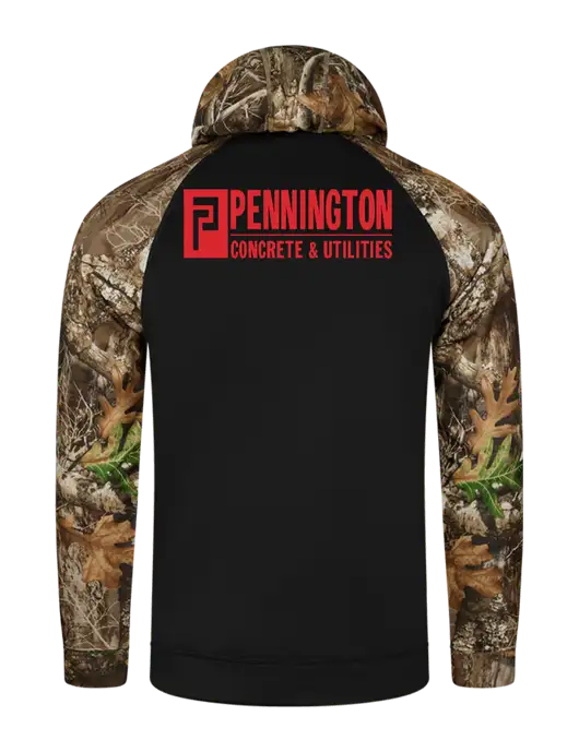 Russell Outdoors Black/Realtree Edge Camo Colorbock Performance Hoodie w/Pennington Logo, Pennington Icon Logo