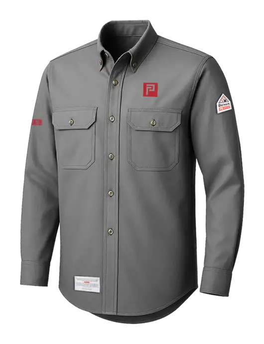 Bulwark Light Grey EXCEL FR ComforTouch Dress Uniform Shirt w/Pennington Icon Logo, Pennington Logo