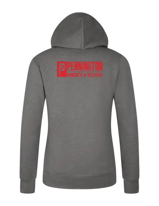 Womens Medium Grey Heather Core Fleece Pullover Hooded Sweatshirt w/Pennington Logo, Pennington Icon Logo