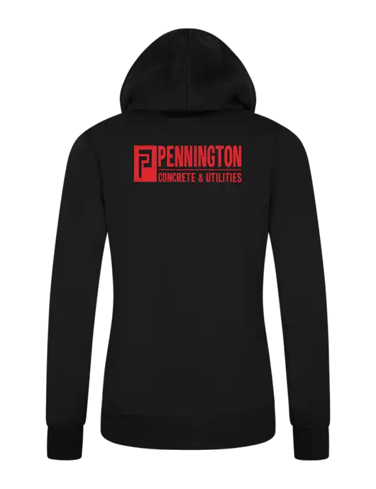 Womens Black Core Fleece Pullover Hooded Sweatshirt w/Pennington Logo, Pennington Icon Logo