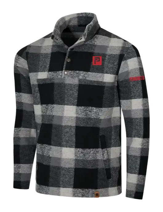 Russell Outdoors Black/White Plaid Basin Snap Pullover w/Pennington Icon Logo, Pennington Logo