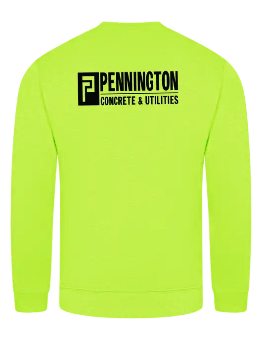 Safety Yellow 7.8 oz Ring Spun Crew Sweatshirt w/Pennington Logo, Pennington Icon Logo