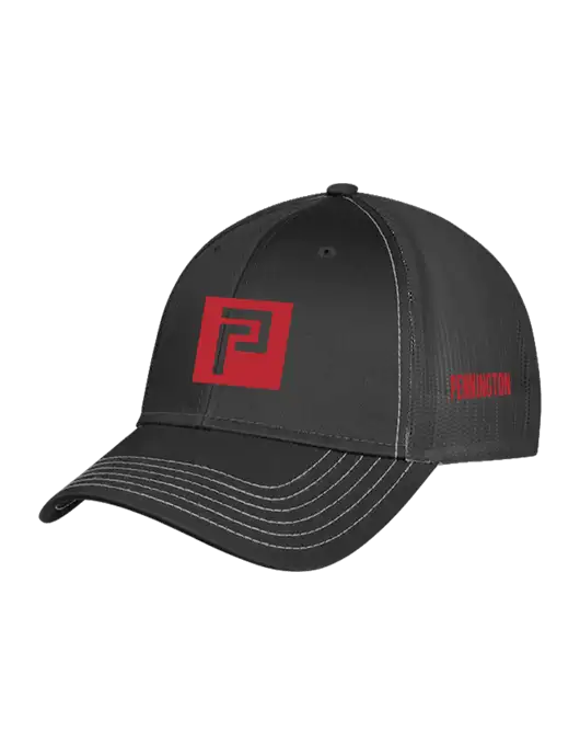 Charcoal Grey Mesh Trucker Cap Snap Back w/Pennington Icon Logo, Pennington Logo
