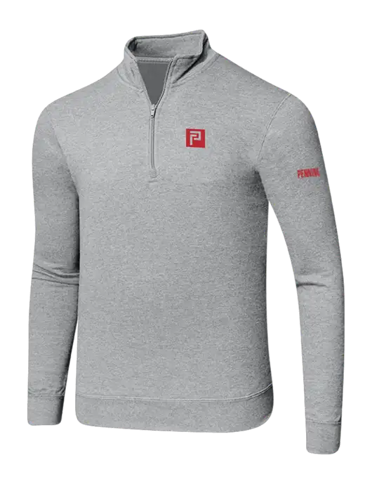 Light Heather Grey 8.5 oz Ring Spun 1/4 Zip Pullover Sweatshirt w/Pennington Icon Logo, Pennington Logo