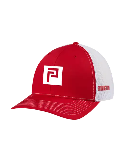 Richardson Adjustable Snapback Original 112 Trucker Cap Red w/White Mesh w/Pennington Icon Logo, Pennington Logo