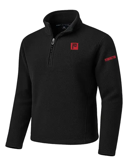 Black Fleece 1/4-Zip Pullover w/Pennington Icon Logo, Pennington Logo