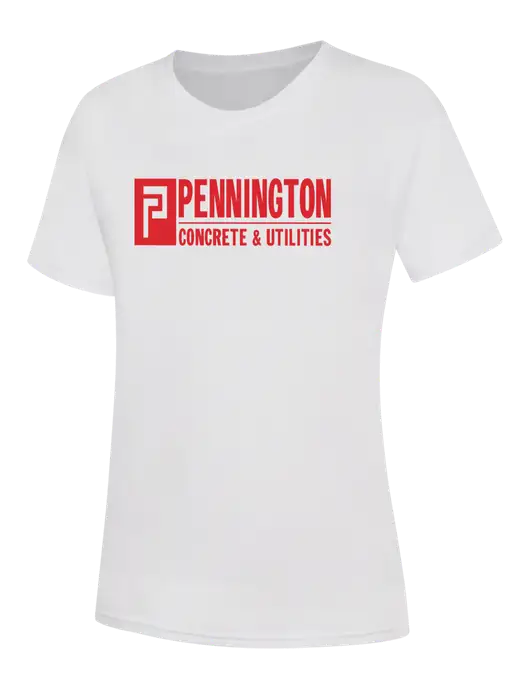 Womens White Core Blend Tee w/Pennington Logo