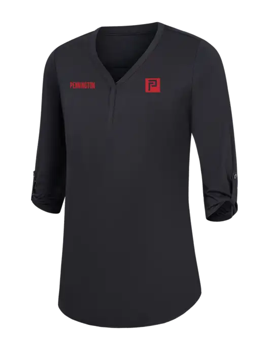 Womens Black City Stretch 3/4-Sleeve Tunic w/Pennington Icon Logo, Pennington Logo