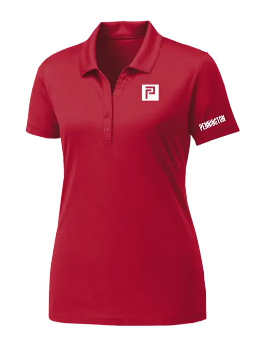 Womens Cardinal PosiCharge Competitor Polo w/Pennington Icon Logo, Pennington Logo