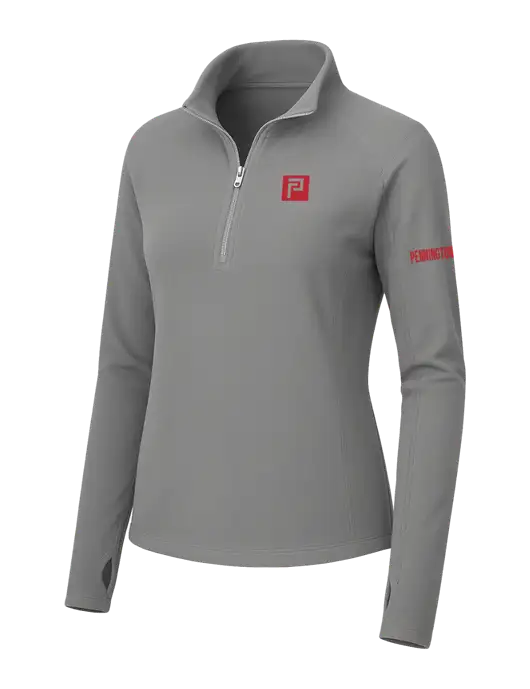 Womens Medium Grey Microfleece 1/2 Zip Pullover w/Pennington Icon Logo, Pennington Logo