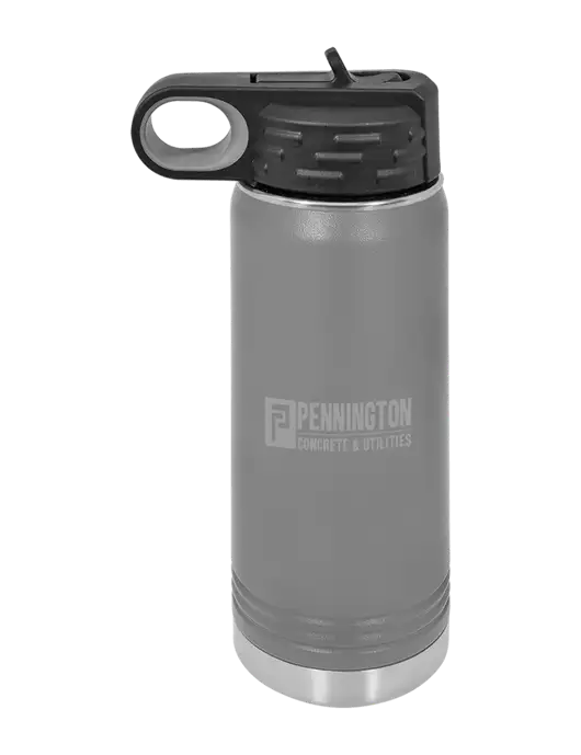 Polar Camel 20 oz Powder Coated Grey Vacuum Insulated Water Bottle w/Pennington Logo