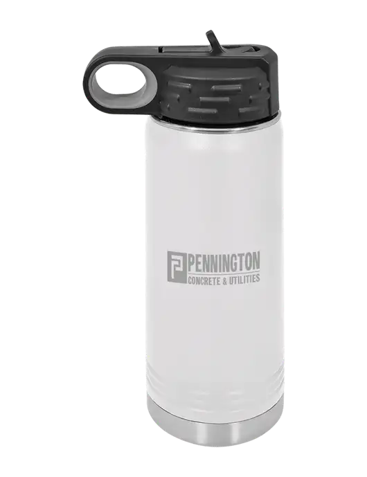 Polar Camel 20 oz Powder Coated White Vacuum Insulated Water Bottle w/Pennington Logo
