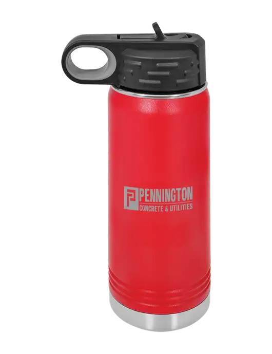Polar Camel 20 oz Powder Coated Red Vacuum Insulated Water Bottle w/Pennington Logo