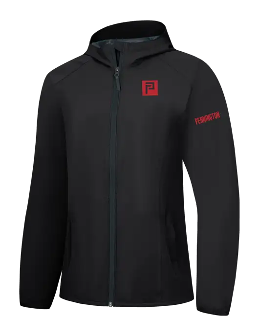 Womens Black Essential Rain Jacket w/Pennington Icon Logo, Pennington Logo
