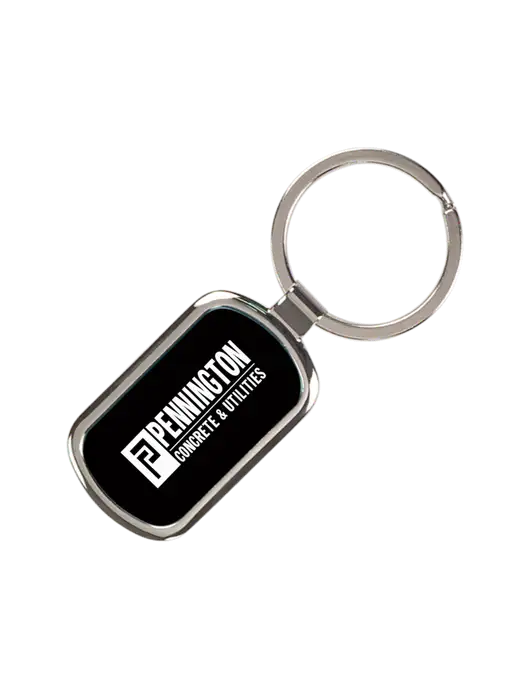 Black Laserable Rectangle Keychain w/Pennington Logo