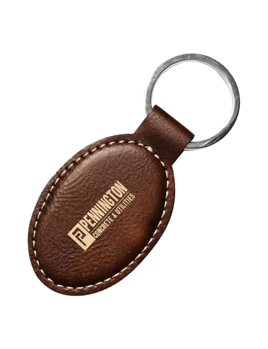 Rustic Leatherette Oval Keychain w/Pennington Logo