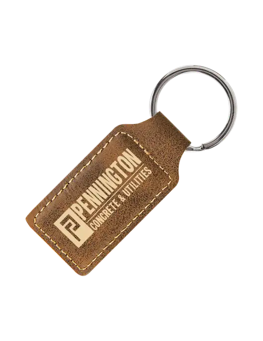 Rustic Laserable Leatherette Rectangle Keychain w/Pennington Logo