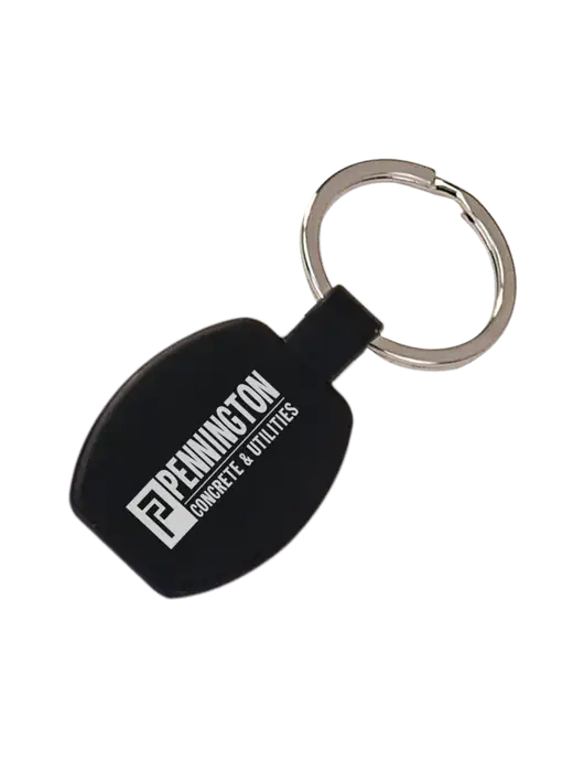 Black Laserable Rounded Rectangle Keychain w/Pennington Logo