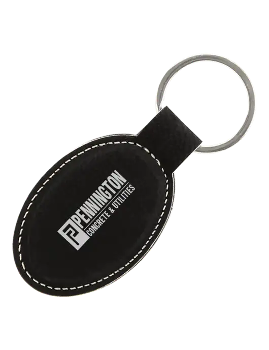 Black Leatherette Oval Keychain w/Pennington Logo