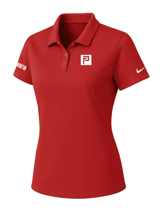 Nike Womens Red Dry Essential Solid Polo w/Pennington Icon Logo, Pennington Logo