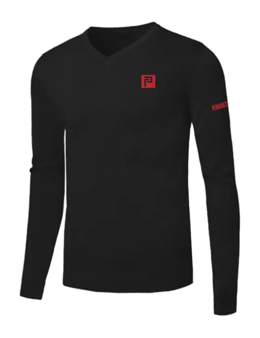 Brooks Brothers Black Washable Merino V-Neck Sweater w/Pennington Icon Logo, Pennington Logo