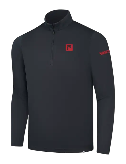 TravisMathew Black Coveside ¼-Zip w/Pennington Icon Logo, Pennington Logo