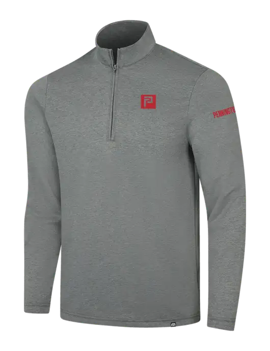 TravisMathew Dark Grey Heather Coveside ¼-Zip w/Pennington Icon Logo, Pennington Logo