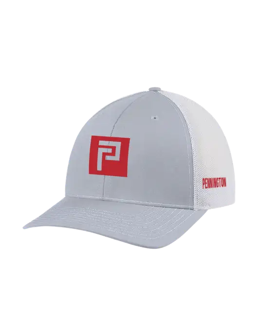 Richardson Adjustable Snapback Original 112 Trucker Cap Light Heather Grey w/White Mesh w/Pennington Icon Logo, Pennington Logo