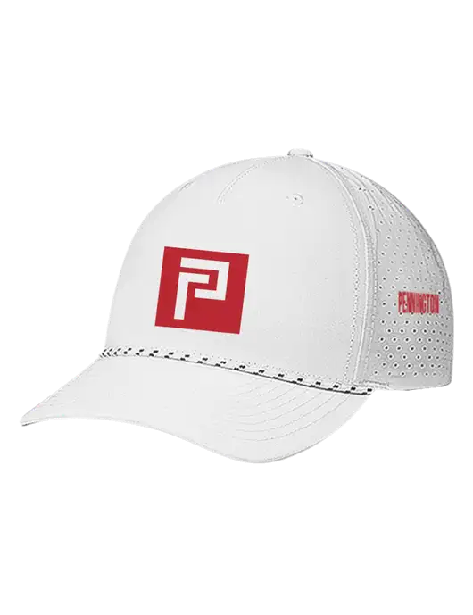 Richardson Laser Perf Performance White/White-Black Rope Cap w/Pennington Icon Logo, Pennington Logo