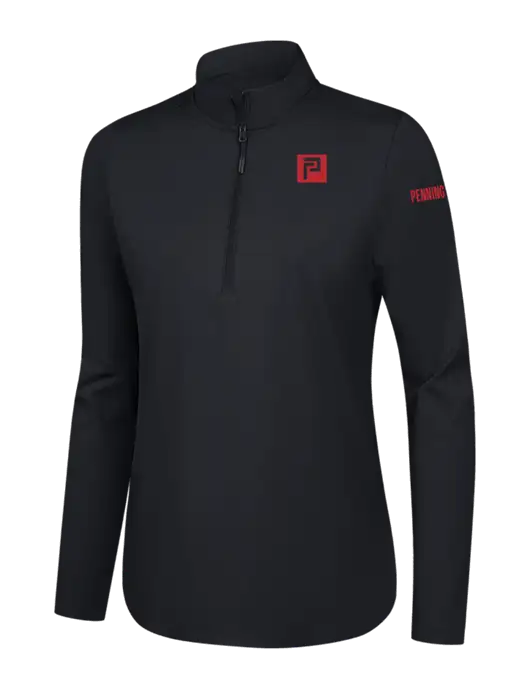  Womens Black C-FREE Double Knit 1/4-Zip w/Pennington Icon Logo, Pennington Logo
