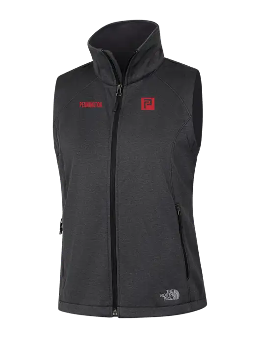 The North Face Womens Dark Grey Heather Ridgewall Soft Shell Vest  w/Pennington Icon Logo, Pennington Logo
