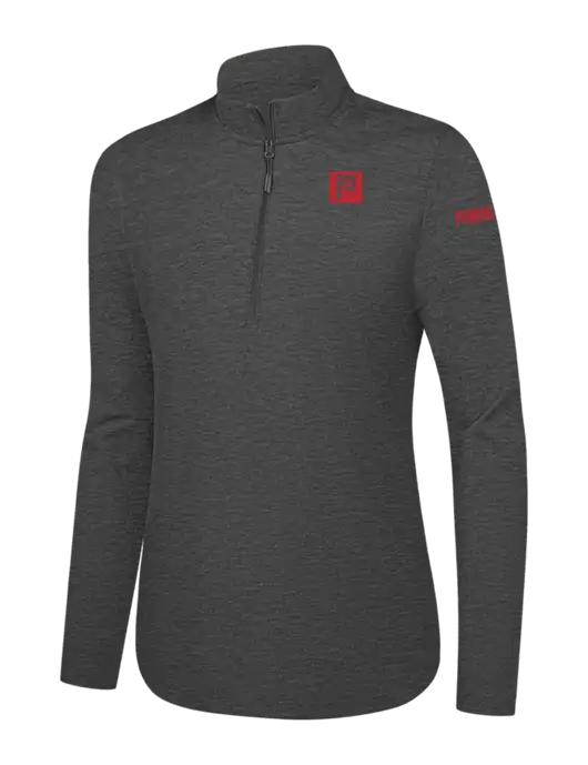  Womens Dark Grey Heather C-FREE Double Knit 1/4-Zip w/Pennington Icon Logo, Pennington Logo